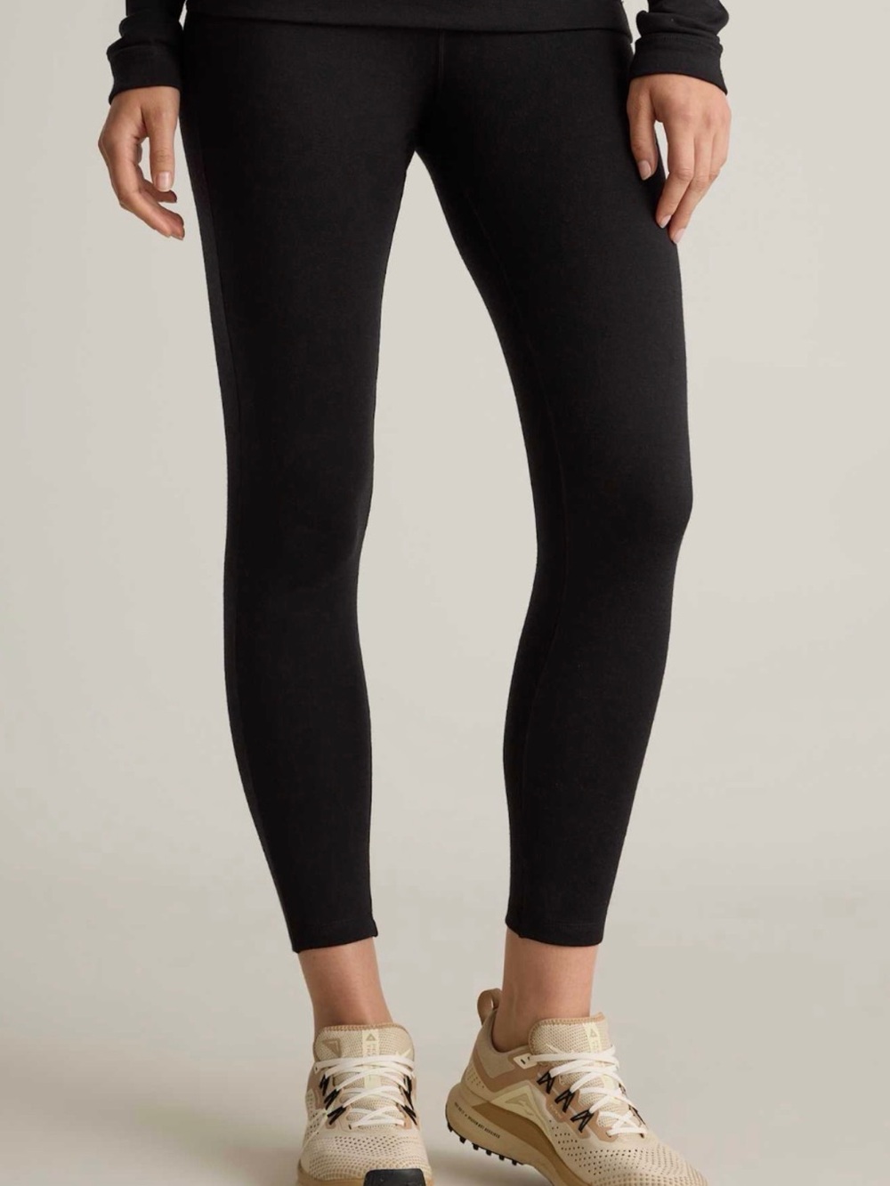 EUC Quince Black Merino Wool Base Layer Leggings
